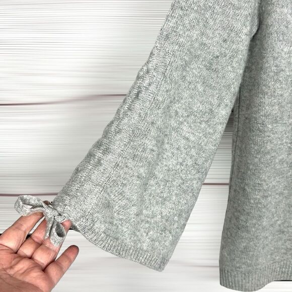 The Cashmere Project Cashmere Sweater Ruched Tie 3/4 Sleeve Gray Crew Neck M - Picture 8 of 11